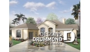 Vue avant - MODÈLE DE BASE - Plan de maison de style Floride, grande terrasse, 3 à 4 ch., garage triple, superbe patio arrière abrité - Fara