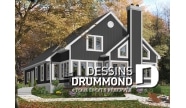 Version couleur no. 3 - Vue arrière - Plan de maison style chalet 3 chambres pour vue panoramique, garage, foyer, grande terrasse - Grandmont 2