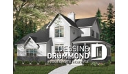 Version couleur no. 1 - Vue avant - Plan de maison farmhouse américaine, 4 chambres, garage double, suite maîtres, solarium, plafond 9' - Hirondelle 3