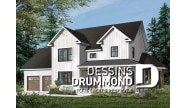 Version couleur no. 1 - Vue avant - Plan de maison style farmhouse, 3 chambres avec garage double, bureau à domicile, buanderie à l'étage - Oakville