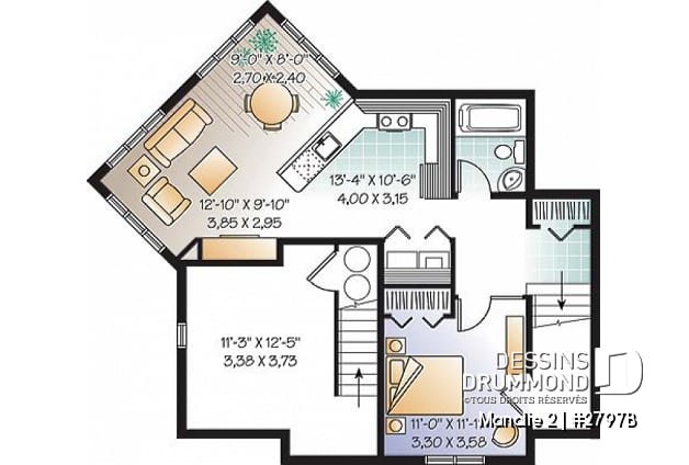 Sous-sol - Plan de maison 3 chambres + appartement 1 chambre au sous-sol, bureau à domicile, grande chambre parents - Manalie 2