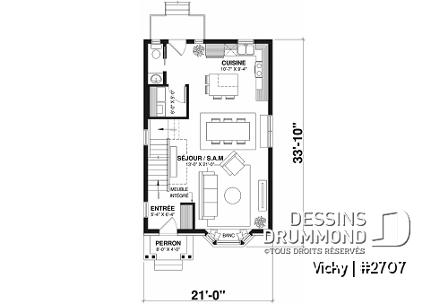 Rez-de-chaussée - Plan de cottage d'inspiration victorienne moderne, 2 chambres, salle de lavage au rez-de-chaussée - Vicky