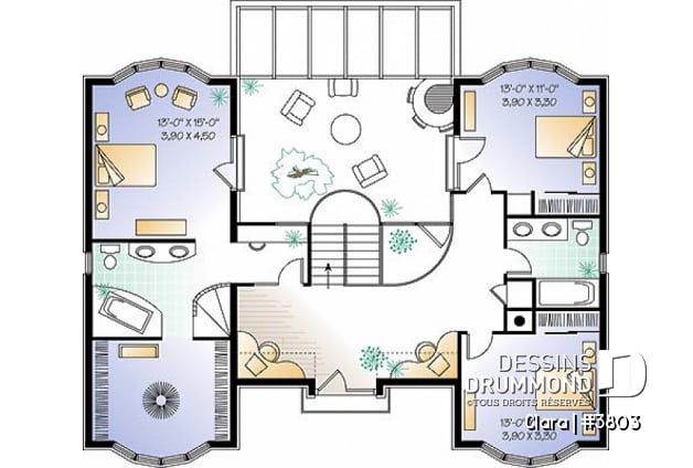 Étage - Maison avec cinéma maison, salle détente avec spa en solarium, balcon intérieur, 2 espaces bureau - Clara
