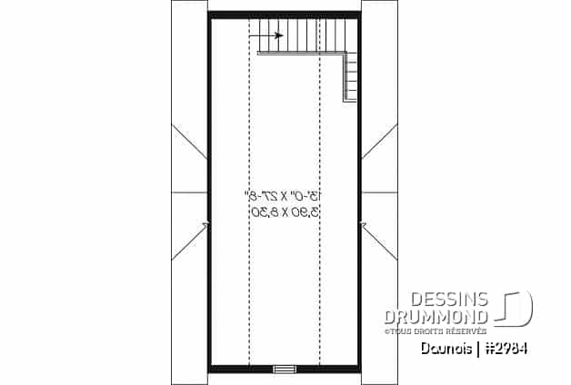 Étage - Plan de garage simple deux étages de style Victorien et champêtre - Daunois