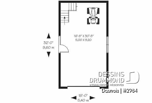 Rez-de-chaussée - Plan de garage simple deux étages de style Victorien et champêtre - Daunois
