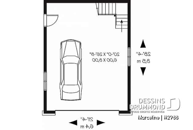 Rez-de-chaussée - Plan de garage double offrant espace boni aménageable à l'étage - Marceline
