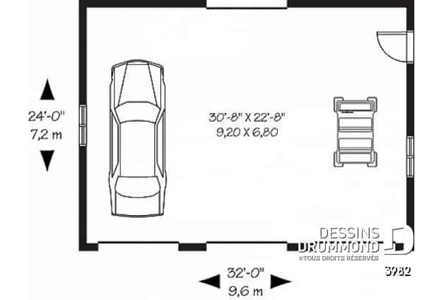 Rez-de-chaussée - Plan de garage triple, pouvant s'harmoniser avec tous les styles de maison - Carson