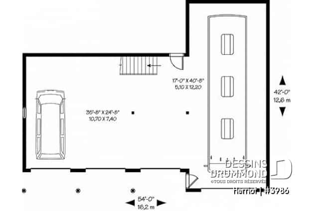 Rez-de-chaussée - Plan de garage quadruple à étages avec grand espace pour véhicule récréatif, plan de garage pour VR - Herriot