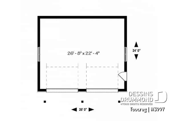 Rez-de-chaussée - Plan de garage double, style moderne rustique, plafond à 12 pieds. - Touareg
