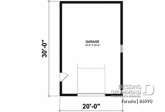 Rez-de-chaussée - Plan de garage simple de style farmhouse champêtre - Foresta