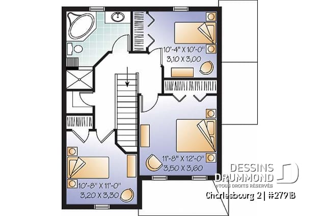 Étage - Plan de maison avec bachelor appartement au sous-sol, beaucoup de rangement, 3 chambres - Charlesbourg 2