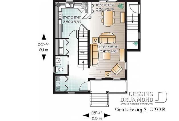 Rez-de-chaussée - Plan de maison avec bachelor appartement au sous-sol, beaucoup de rangement, 3 chambres - Charlesbourg 2