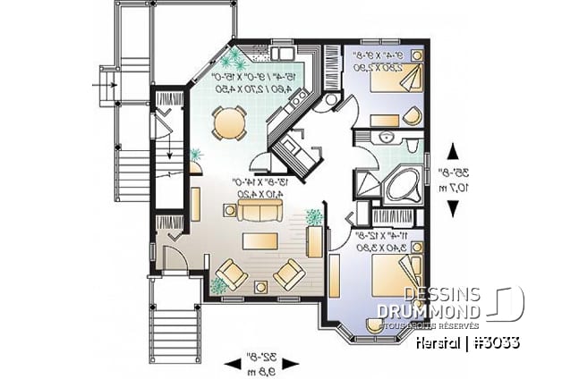 Rez-de-chaussée - Plan de triplex, 2 chambres & 1 terrasse dans chaque logement - Herstal