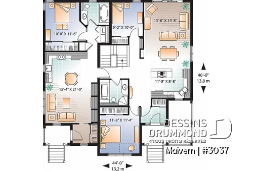 Rez-de-chaussée - Plan de maison intergénérationnelle abordable ou petit jumelée, une et deux chambres,entrée distincte - Malvern