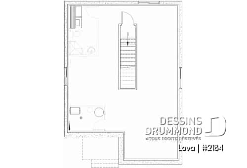 Sous-sol - Plan de maison économique, 2 chambres, sous-sol à aménager, cuisine avec îlot, plancher à aire ouverte - Lova