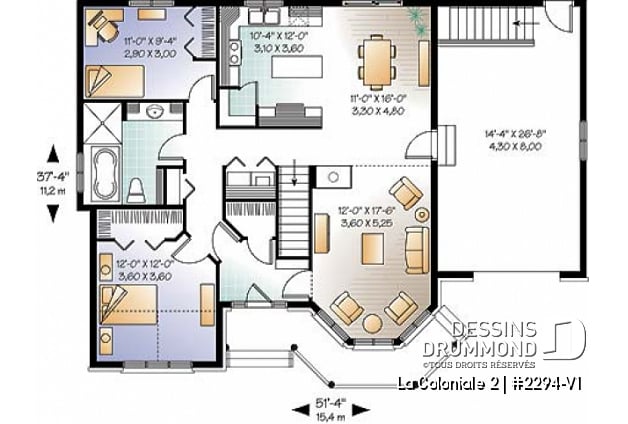 Rez-de-chaussée - Modèle de maison victorienne, 2 chambres, garage, charmante salle familiale avec foyer - La Coloniale 2