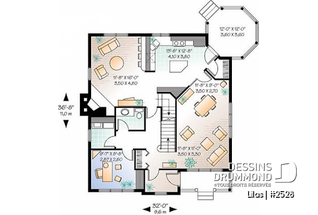 Rez-de-chaussée - Cottage champêtre de 3 chambres et bureau à domicile, 2 séjours, foyer, gazebo - Lilas