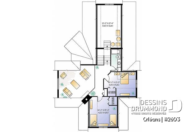 Étage - Chalet, garage double, salle à manger avec vue panoramique, 3 à 4 chambres, fondation dalle - Orléans