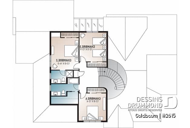 Étage - Plan de grande maison 4 chambres, garage double + bureau, 2 chambres avec salle bain privée - Goldbourn
