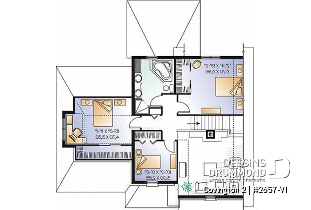 Étage - Plan de manoir 3 chambres, garage, mezzanine, foyer, terrasse abritée - Covington 2
