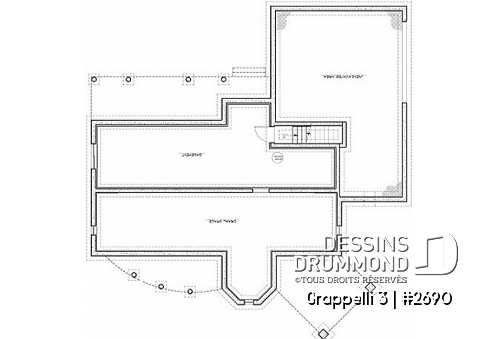 Sous-sol - Plan de maison champêtre, vue panoramique, planchers inversés, verrière, suite des maîtres avec terrasse - Grappelli 3