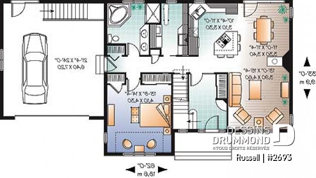 Rez-de-chaussée - Maison champêtre simple, 3 à 4 chambres, garage double, espace boni & 2 séjours, beaucoup de lumière - Russell