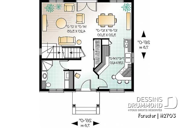 Rez-de-chaussée - Plan de maison style Européen à étages, 3 chambres, extérieur classique, éviers doubles - Forester