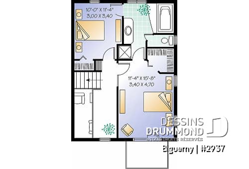 Étage option 1 - Plan de maison champêtre avec option de 2 ou 3 chambres, belle lumière naturelle, garage - Larch Lake