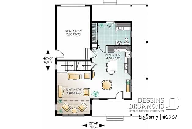 Rez-de-chaussée - Plan de maison champêtre avec option de 2 ou 3 chambres, belle lumière naturelle, garage - Larch Lake