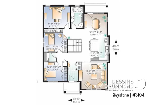 Rez-de-chaussée - Petit bungalow, espace optimisé, style champêtre, 3 chambres, vaste cuisine - Keystone