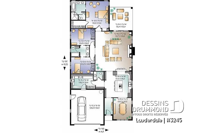 Rez-de-chaussée - Plain-pied avec garage double, 3 chambre, 3 salles de bain, grande buanderie, foyer, salle à dîner formelle - Lauderdale