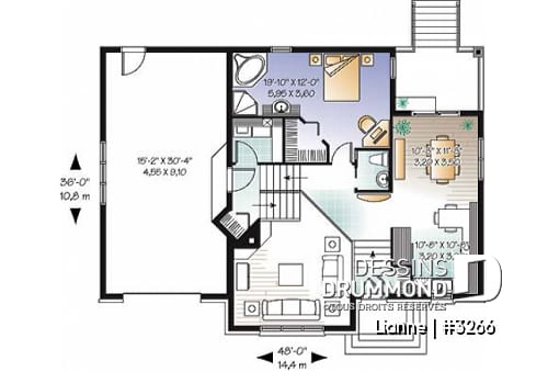 Rez-de-chaussée - Plain-pied 3 chambres, fenêtre abondante, plafond 16' à la salle de séjour, garage - Lianne