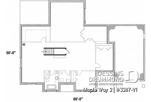 Sous-sol - Plan de maison farmhouse moderne plain-pied, 3 chambres, garage, conçu pour Ludovick Bourgeois - Maple Way 2
