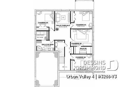 Sous-sol - Plan de farmhouse compacte proposant 5 chambres, aire ouverte, bureau - Urban Valley 4