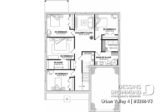 Sous-sol - Plan de farmhouse compacte proposant 5 chambres, aire ouverte, bureau - Urban Valley 4