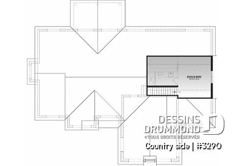 Espace boni - Plain-pied 3 chambres, 2 salles de bain, plafond 9' + cathédral, garde-manger, garage double, buanderie - Country Side