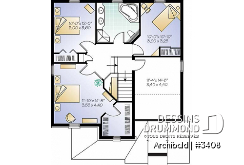 Étage - Plan de maison à étage, garage, 3 à 4 chambres, coin ordinateur à la cuisine, salle de lavage au 1er - Archibald