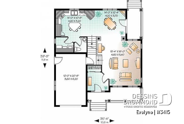 Rez-de-chaussée - Salle de bain attrayante à l'étage, 3 chambres, plafond 9', grand séjour - Evelyne