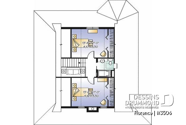 Étage - Maison style chalet avec balcon 3 faces couvert, aire ouverte, foyer, buanderie - Florence