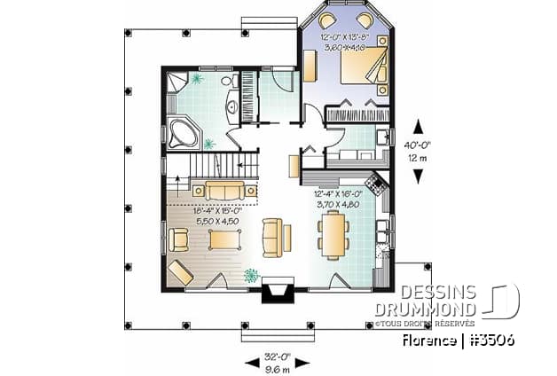 Rez-de-chaussée - Maison style chalet avec balcon 3 faces couvert, aire ouverte, foyer, buanderie - Florence