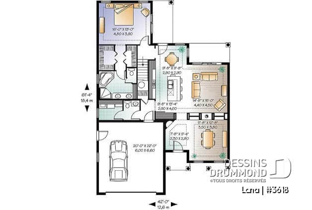 Rez-de-chaussée - Maison style Floride, 4 à 5 chambres, garage double, îlot cuisine, grand séjour - Lana