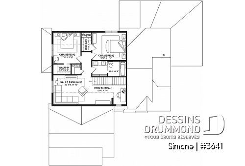 Étage - Maison de style campagne française en forme de L, pas de sous-sol, 3 à 4 chambres, 2 salles familiales - Simone