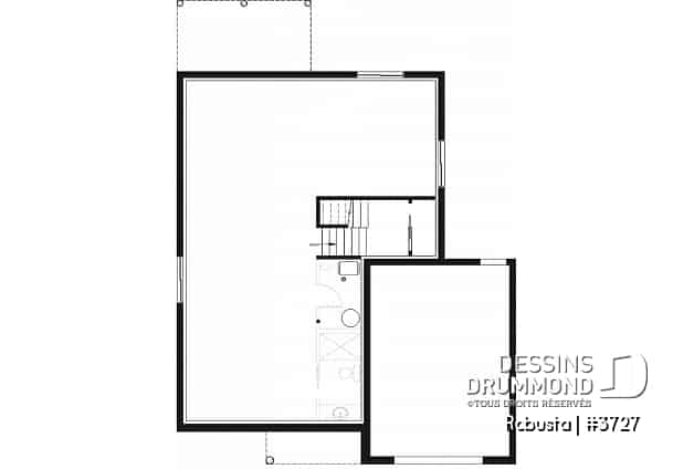 Sous-sol - Plan de maison moderne à étage avec garage, 3 chambres + bureau, garde-manger, îlot - Montarville
