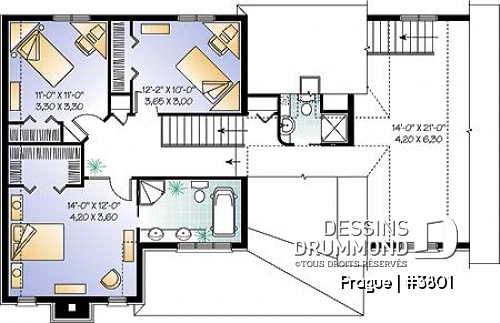 Étage - Maison champêtre avec espace boni, 3 chambres, 2 salled de séjour, foyer, grande cuisine avec îlot - Prague