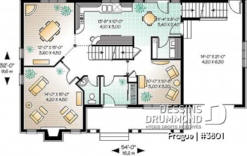 Rez-de-chaussée - Maison champêtre avec espace boni, 3 chambres, 2 salled de séjour, foyer, grande cuisine avec îlot - Prague