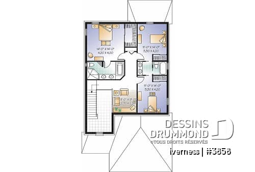 Étage - Plan de cottage conçu pour terrain étroit, 3 chambres, bureau à domicile, garage double, superbe plancher - Iverness