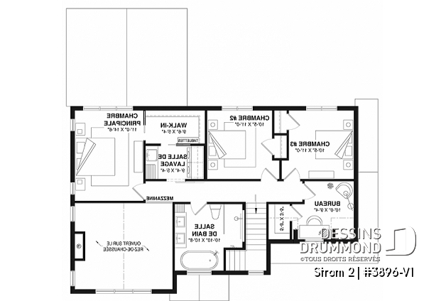 Étage - Maison Farmhouse avec plancher versatile de 3 à 6 chambres selon aménagement, 2 salons, terrasse abritée - Strom 2