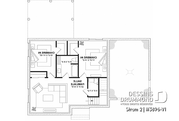 Sous-sol - Maison Farmhouse avec plancher versatile de 3 à 6 chambres selon aménagement, 2 salons, terrasse abritée - Strom 2