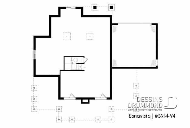 Sous-sol - Plan de Chalet rustique 4 chambres, 3 salles de bain, avec vue panoramique et garage double - Bonavista