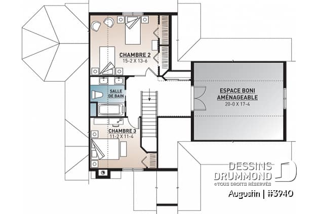 Étage - Superbe maison champêtre 3 chambres avec abri moustiquaire, grand espace boni, garage double - Augustin